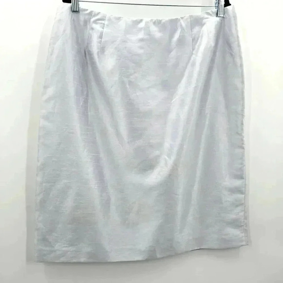 Larry Levine Suits Silver Pencil Zipper Knee Length  Bottom Skirt Plus 18 - Picture 1 of 6